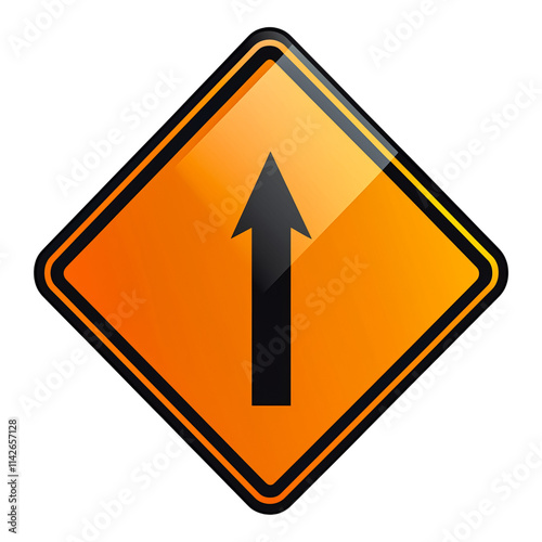 upward arrow warning road sign transportation caution yellow safety direction traffic symbol isolated on png transparent background