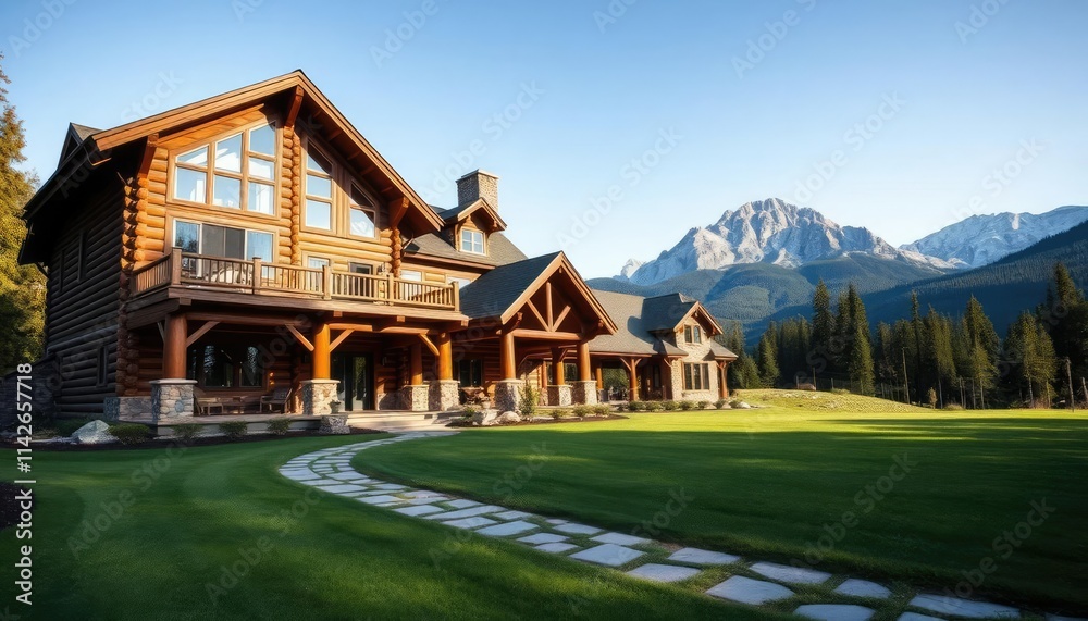 Stone house with mountains in the background