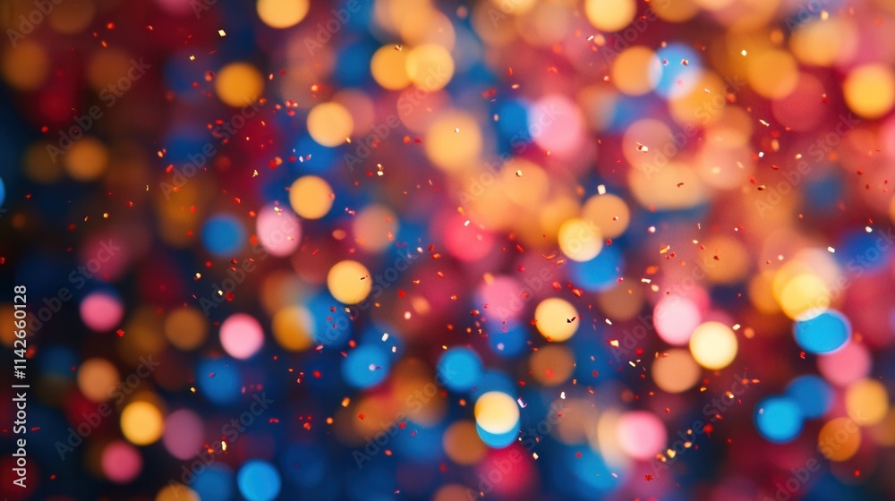 Colorful bokeh lights create a festive atmosphere during a celebration event at night with scattered glitter reflecting vibrant hues Colorful bokeh lights create a festive atmosphere during a celebration event at night with scattered glitter reflecting vibrant hues