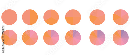 Pie charts diagrams. Different color circles. donut and pie chart infographic elements set. Colorful diagram collection with. Circle icons for infographic.