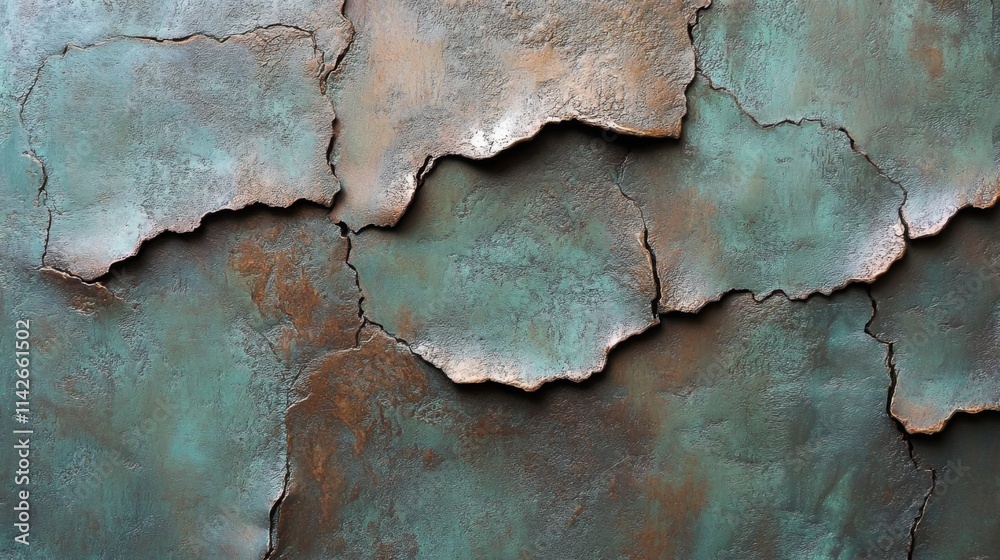 Abstract Cracked Teal And Brown Textured Surface Abstract Cracked Teal And Brown Textured Surface