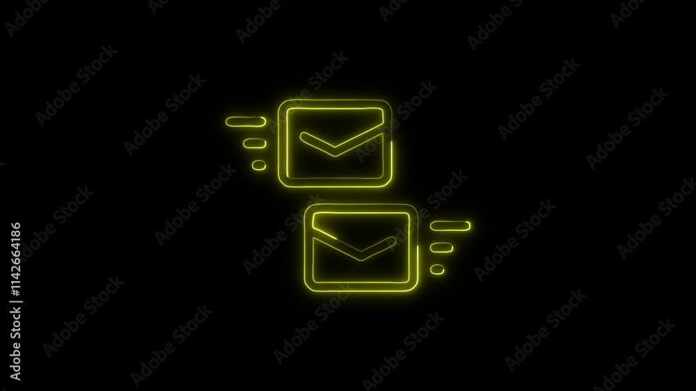 Glowing neon Email icon isolated on black background. HD Video motion graphic animation Glowing neon Email icon isolated on black background. HD Video motion graphic animation