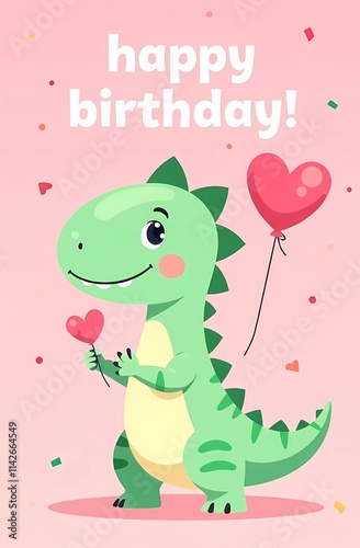 Obraz na płótnie A pixel art card featuring a dinosaur with a heart balloon w salonie