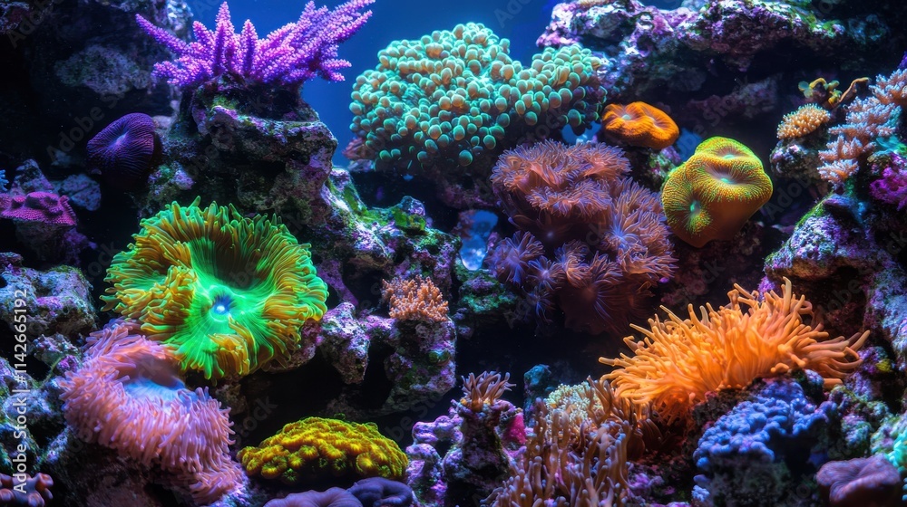 Fototapeta premium A vibrant tropical coral reef teeming with colorful marine life