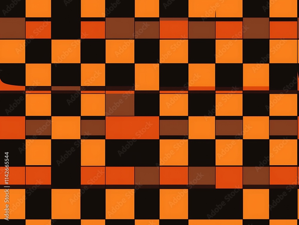 Abstract Orange Brown Black Square Grid Pattern Abstract Orange Brown Black Square Grid Pattern