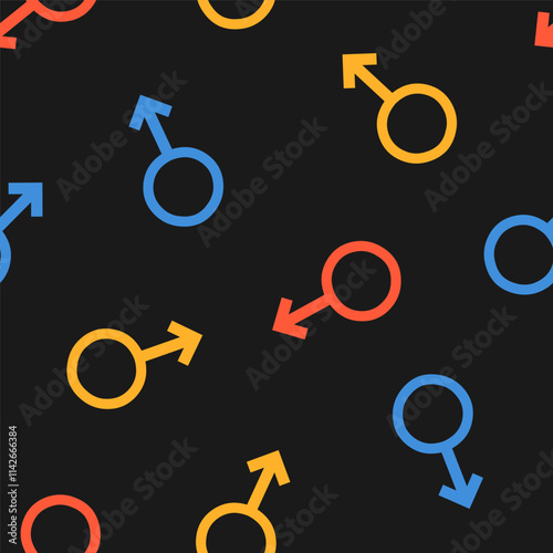 Seamless pattern with colorful gender symbols