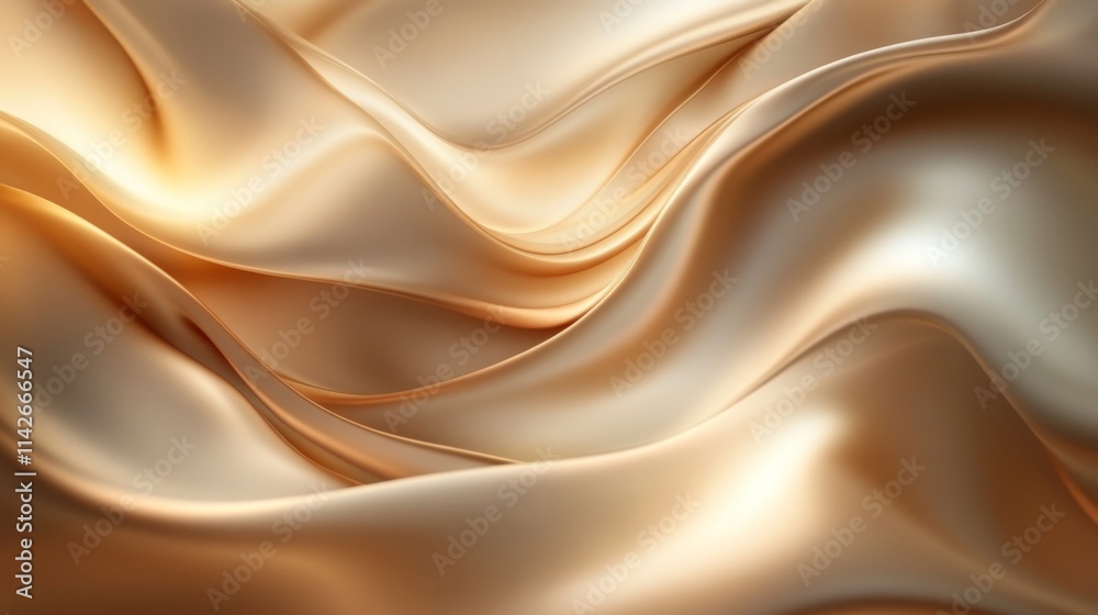 Abstract Golden Silk Waves Flowing Smoothly Abstract Golden Silk Waves Flowing Smoothly