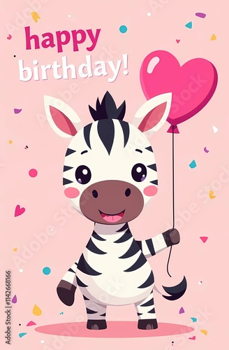 Obraz na płótnie A pixel art card featuring a zebra with a heart balloon w salonie
