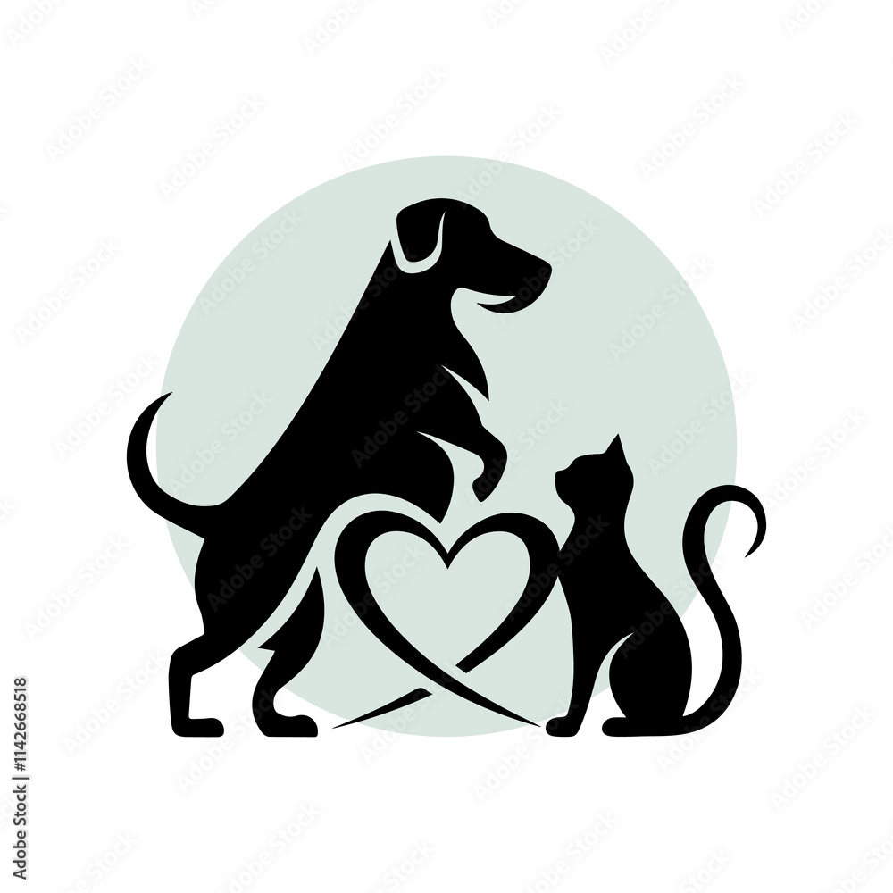 Fototapeta premium Dog and cat silhouette illustration