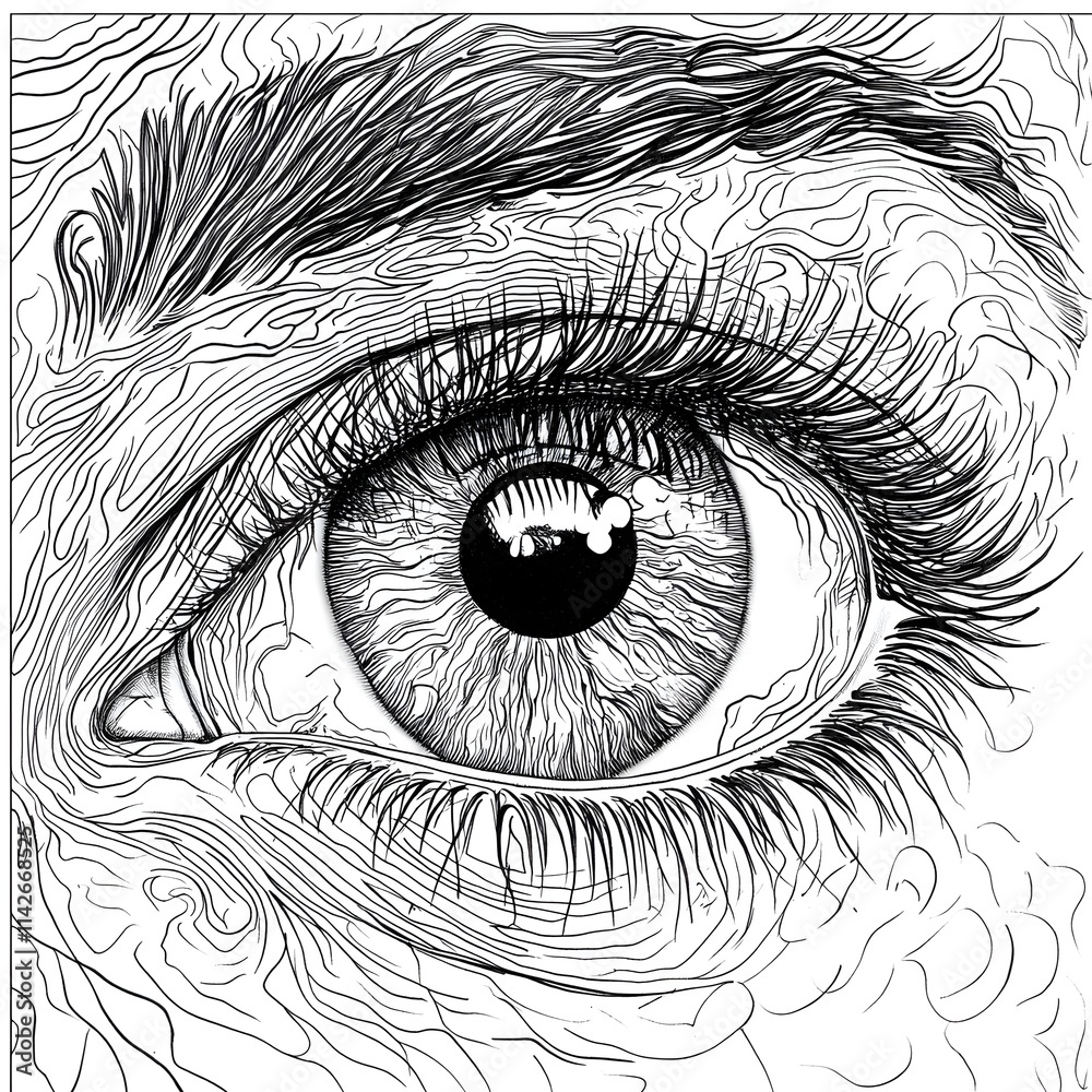 Obraz premium A coloring page that displays a close-up of a stunning eye.