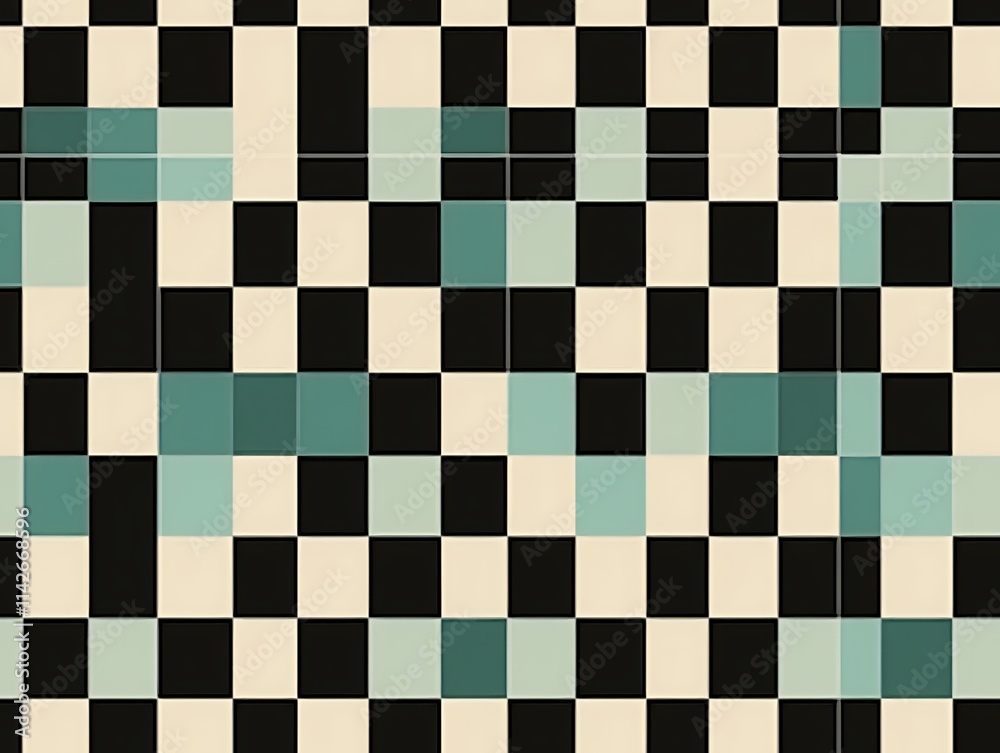 Abstract Checkerboard Pattern with Teal Accents Abstract Checkerboard Pattern with Teal Accents