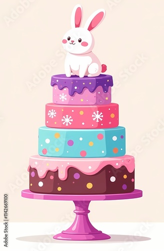 Obraz na płótnie A delicious cake adorned with a cute bunny sitting on top of it w salonie
