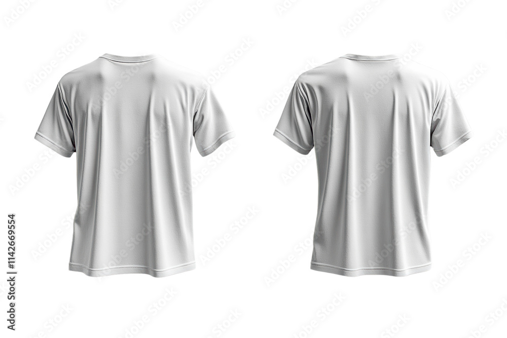 Mockup of plain white t-shirt, displayed from front and back, perfect for designs and branding presentations, isolated on a transparent background. Mockup of plain white t-shirt, displayed from front and back, perfect for designs and branding presentations, isolated on a transparent background.