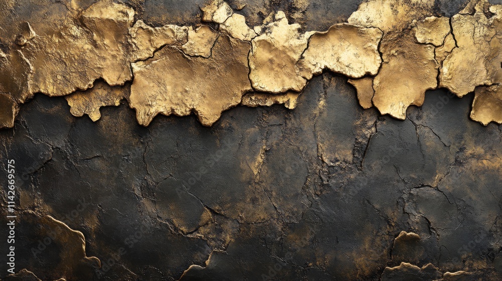 Fototapeta premium Abstract Gold and Black Textured Wall Art