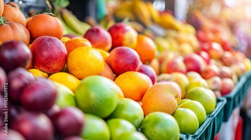 Vibrant Fruit Display at Night Market Scene