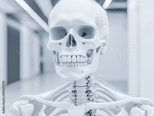 Anatomical Study Human Skull and Skeleton Model