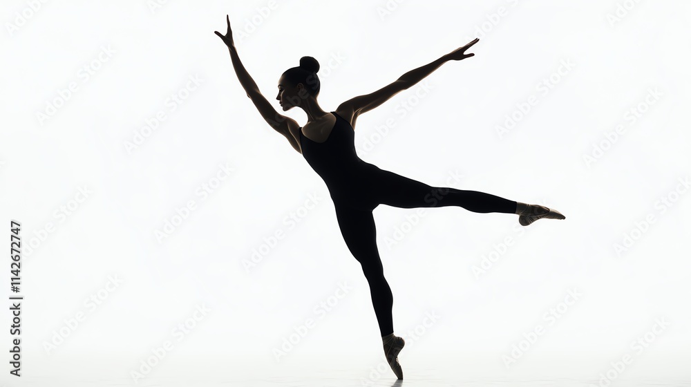 Silhouette of a dancer in an elegant pose on a white isolated background. Silhouette of a dancer in an elegant pose on a white isolated background.