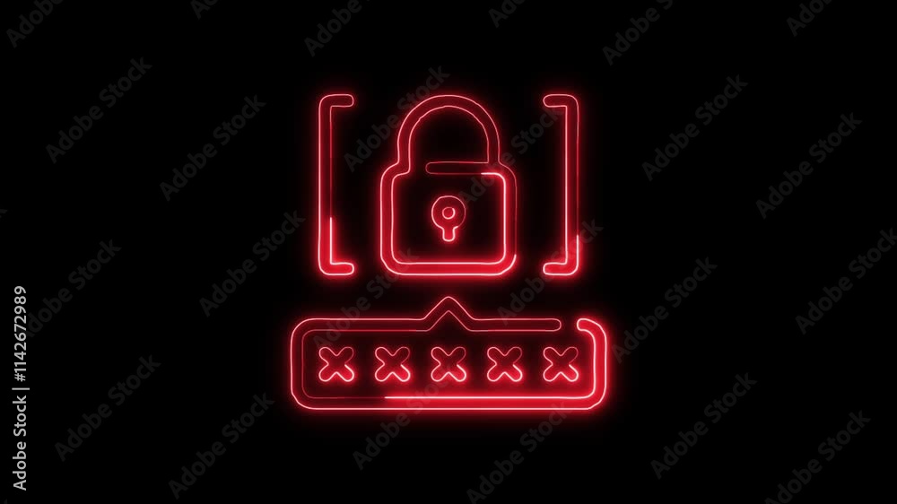 Glowing neon Pin Code icon isolated on black background. HD Video motion graphic animation Glowing neon Pin Code icon isolated on black background. HD Video motion graphic animation