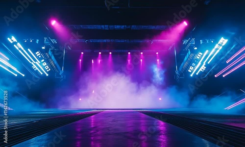 Futuristic Stage Design: Neon Lights and Smoke