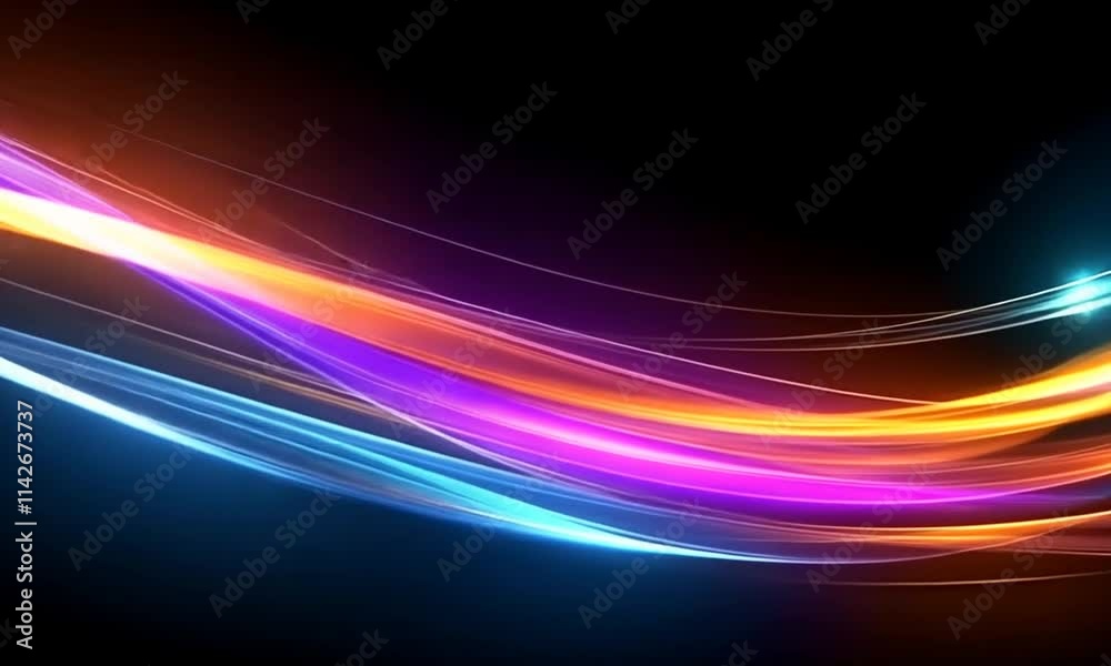 A vibrant display of colorful light trails creating dynamic motion against a dark backdrop. A vibrant display of colorful light trails creating dynamic motion against a dark backdrop.