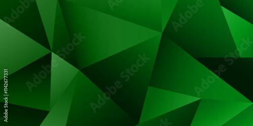 3D Abstract geometric triangle shapes green background