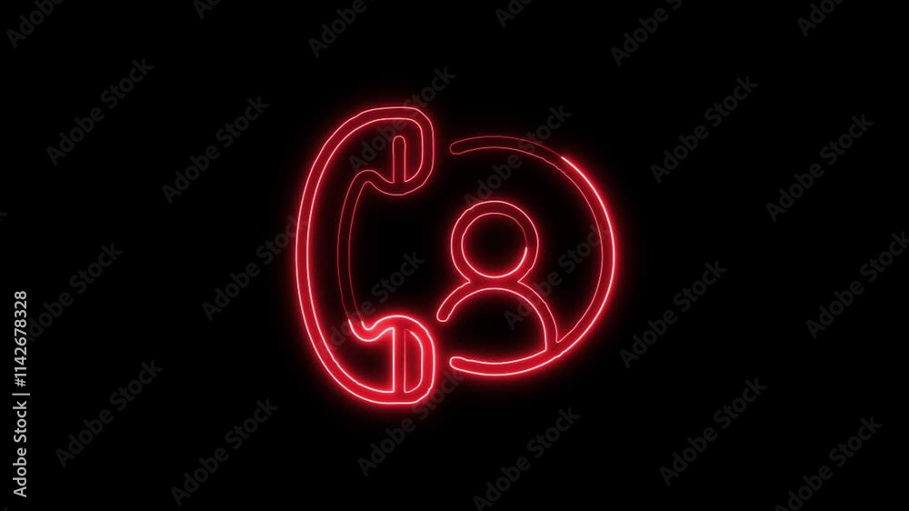 Glowing neon Service Call icon isolated on black background. HD Video motion graphic animation Glowing neon Service Call icon isolated on black background. HD Video motion graphic animation