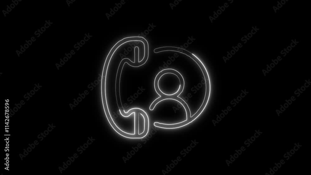 Glowing neon Service Call icon isolated on black background. HD Video motion graphic animation Glowing neon Service Call icon isolated on black background. HD Video motion graphic animation