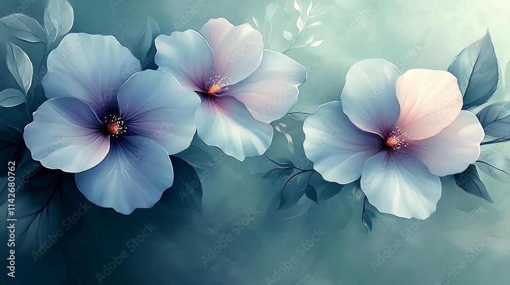 Serene Blue Flowers Artistic Floral Painting Serene Blue Flowers Artistic Floral Painting