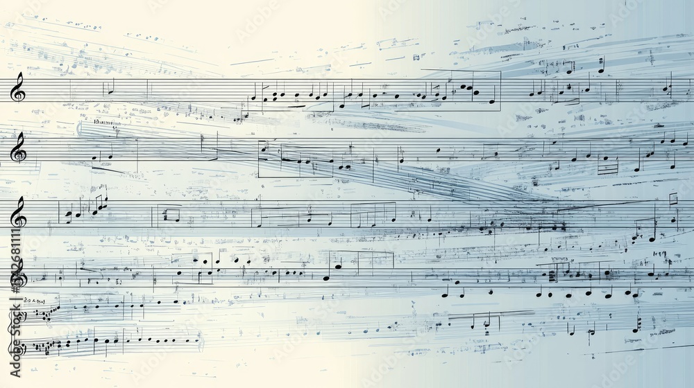 Naklejka premium Abstract musical score background.