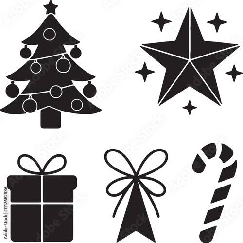 X mas vector silhouettes icon set