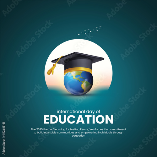 international day of education creative banner, poster, social media post, postcard, background, backdrop, template, greetings card design etc. international education day.