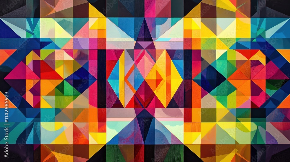 Symmetrical Geometric Patterns with Vibrant Colors