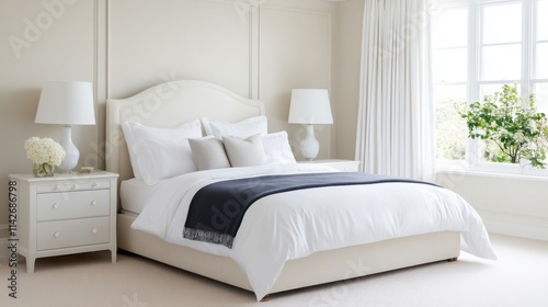 Elegant and Modern Bedroom Interior Design with Soft Color Palette and Cozy Furniture