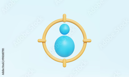 Select profile best focus leadership aim management targeting employment 3D vector icon human resources username vision development business growth people goal illustration