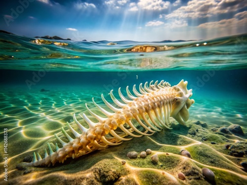 Long Exposure Cuttlefish Bone Photography: Abstract Ocean Art, Surreal Sea Life, Coastal Nature, Whimsical Underwater, Ethereal Bone Structure