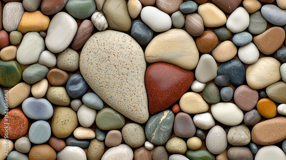 Vibrant Heart Made of Colorful Polished River Stones Vibrant Heart Made of Colorful Polished River Stones