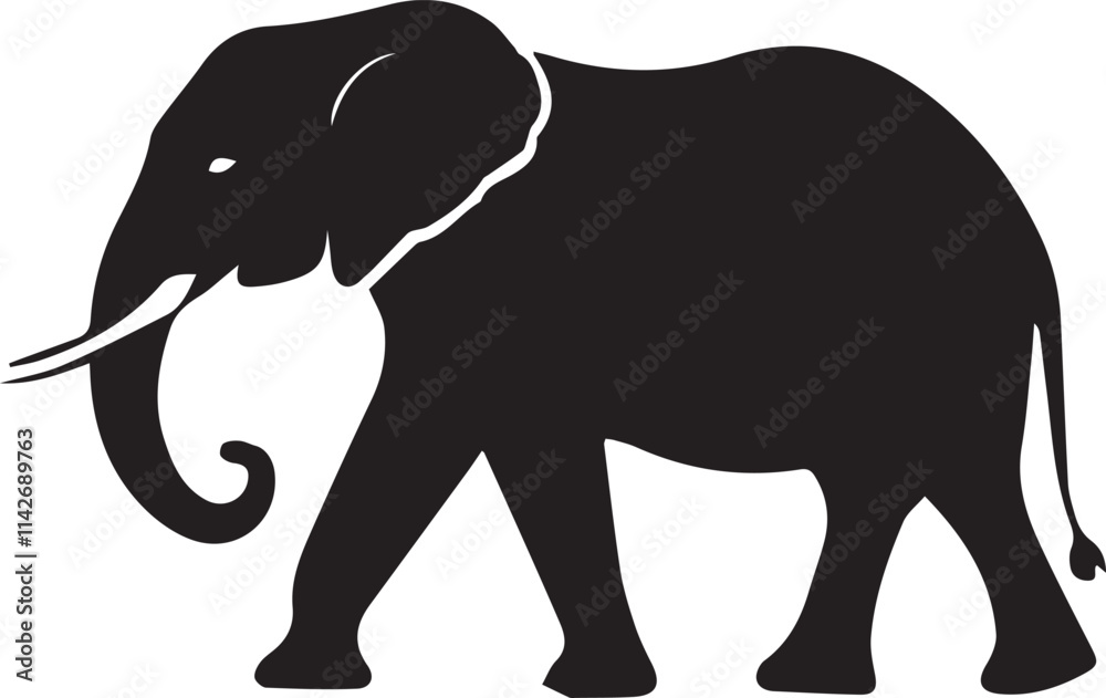 Fototapeta premium A black and white elephant logo type silhouette design