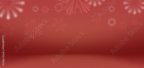 Red Festive Firework Background with Gradient Effect, Abstract Celebration Fireworks Pattern for Holiday, Party Design, New Year Celebration, Christmas Backdrop, and Festive Greeting Template.