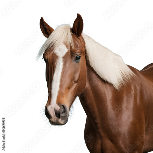 A majestic brown horse with white markings.