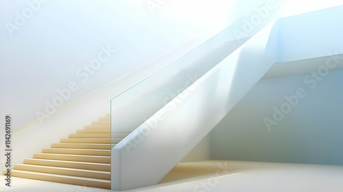 Modern Minimalist Staircase 3D Illustration