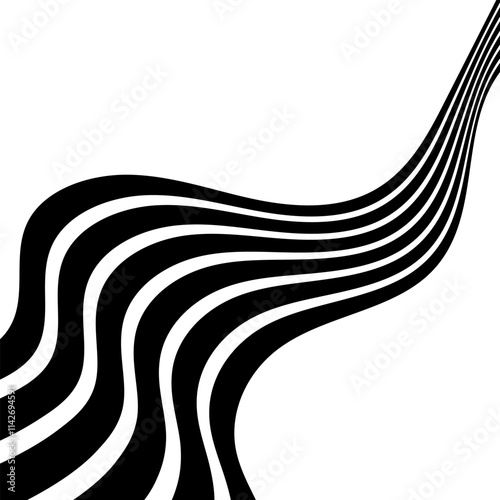 Geometric Abstract Decorative line wave Background. optical art illusion. perspective line stripes with 3d dimensional effect