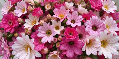 A vibrant, lush bouquet of assorted blooms in full bloom, bouquet, wildflowers, gift