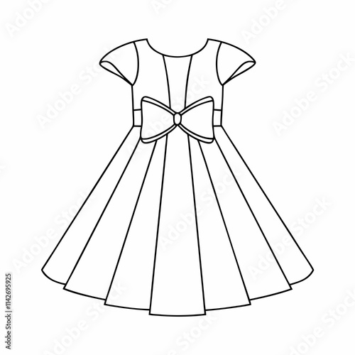 Cute Girl Dress Outline Vector Design.