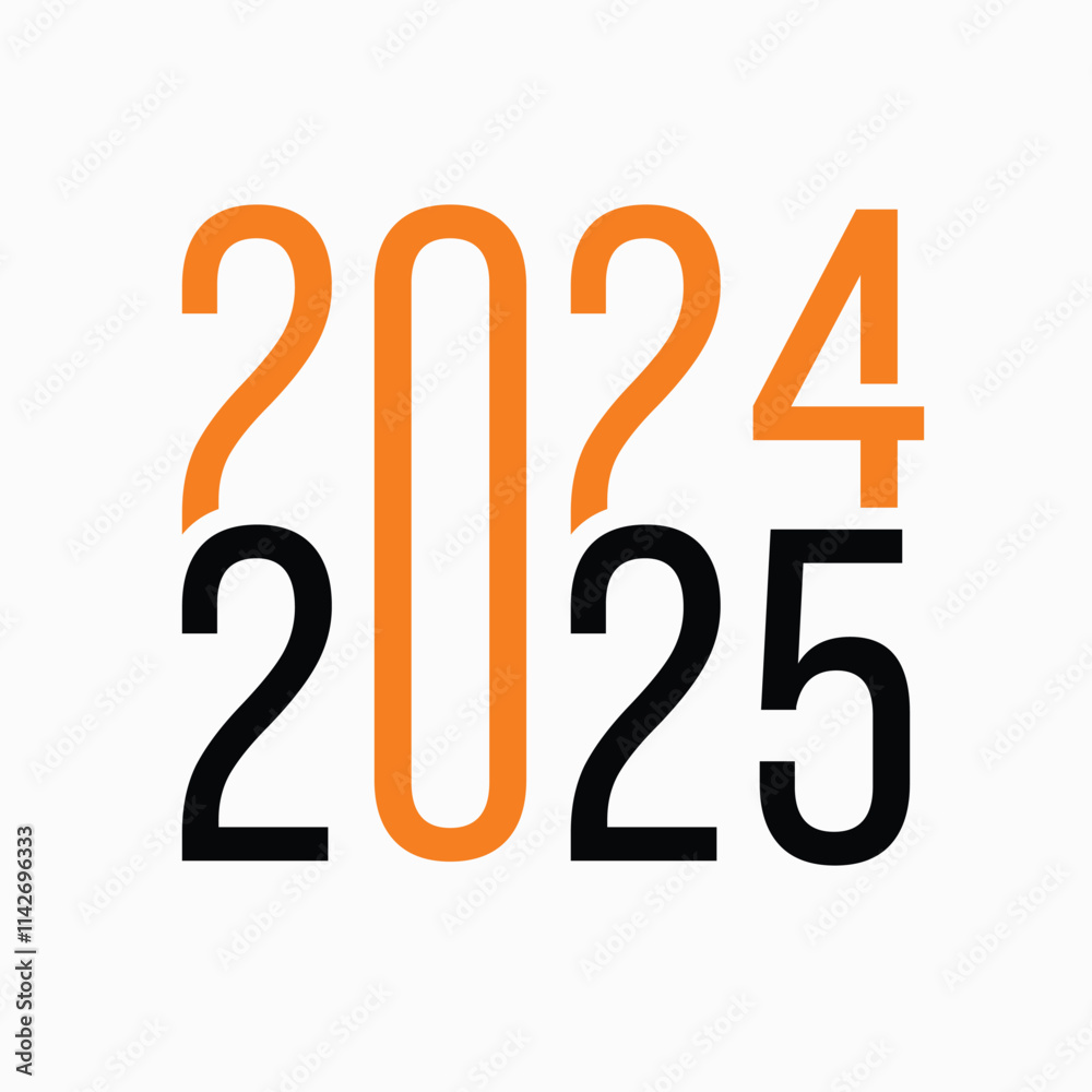 Clean and elegant 2024 to 2025 typography design with orange and black text, ideal for New Year greeting cards, business brochures, diaries, calendars, posters, flyers, banners, and social media. Clean and elegant 2024 to 2025 typography design with orange and black text, ideal for New Year greeting cards, business brochures, diaries, calendars, posters, flyers, banners, and social media.