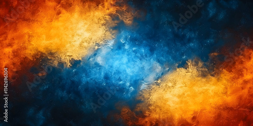 Abstract Fiery & Icy Cosmic Background, Celestial Flames and Glacial Frost Collide Dynamically