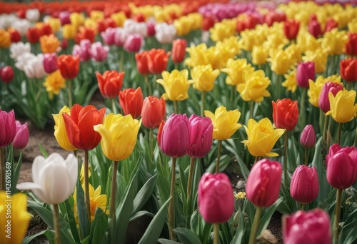 Close-up shot of colorful tulips and daffodils , daffodils, flower background