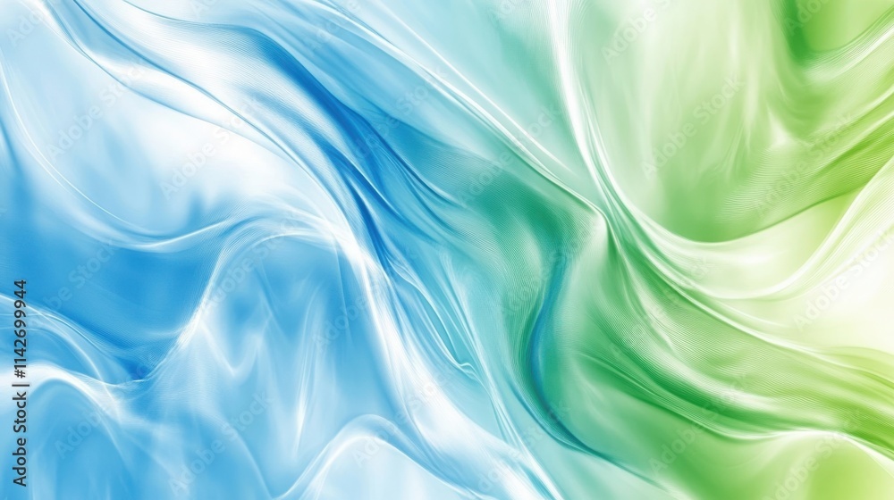 Obraz premium Abstract Blue and Green Wavy Fabric Design