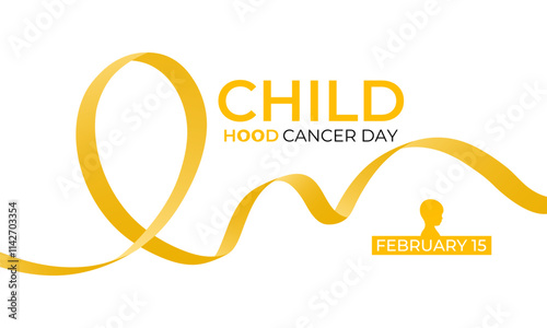 Vector graphic of International Childhood Cancer day is observed every year on February 15. Realistic ribbon with child and stethoscope Banner poster, flyer and background design. Vector illustration.
