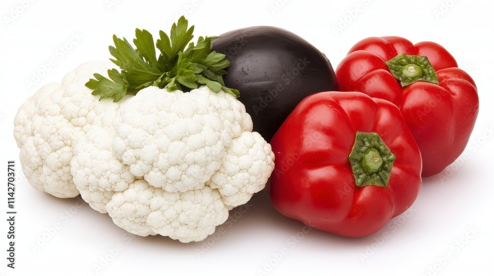 Fresh Vegetables Cauliflower, Peppers, and Eggplant Fresh Vegetables Cauliflower, Peppers, and Eggplant
