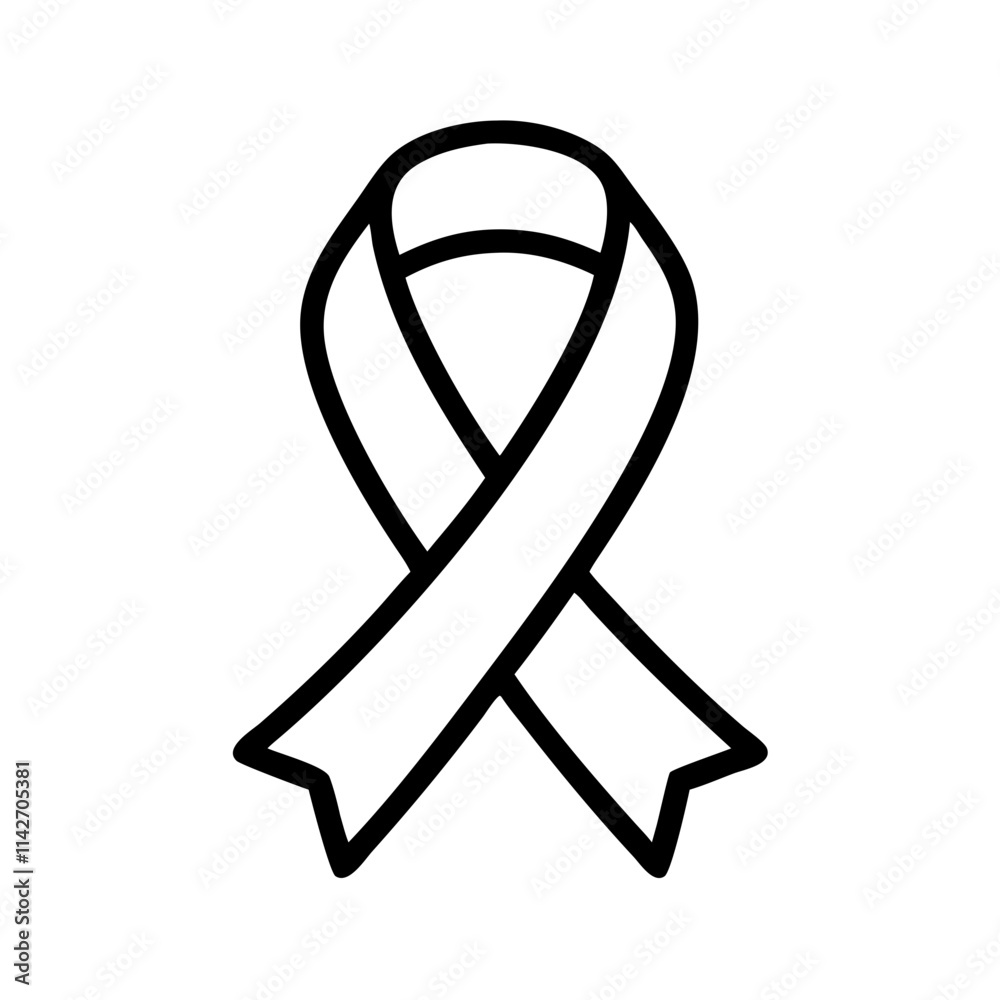 Simple line icon of an awareness ribbon representing support and advocacy Simple line icon of an awareness ribbon representing support and advocacy